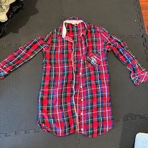 Victoria Secret plaid PJ button up dress